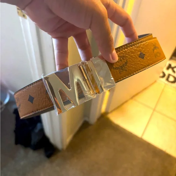 MCM | Accessories | Mcm Luxury Tan Leather Belt With Gold  display picture 1